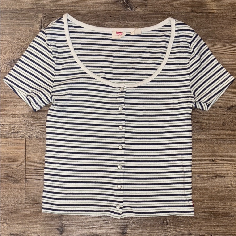 Levi's Blue and White Short Sleeve T-Shirt